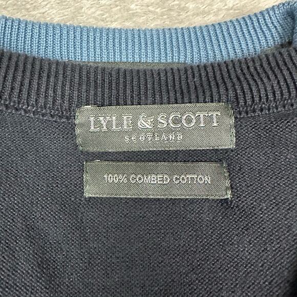 Lyle & Scott Sweater Vest Lot Mens L Blue Navy Excellent Cotton V-Neck Knit - Picture 6 of 15